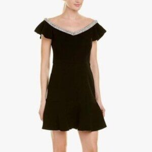 NWT RACHEL ZOE Fifi Beaded Fit & Flare Black Dress 10